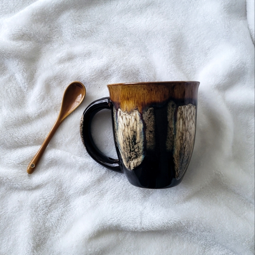 SOLD Sparkle Drip Glaze Mug with Sublimation Spoon
